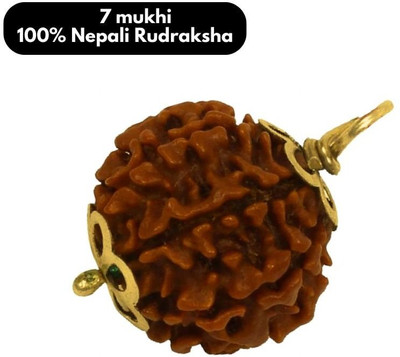 Fine Creation Seven Mukhi / Seven Faced Rudraksha - Lab Certified Gold-plated Plated Brass Necklace Set