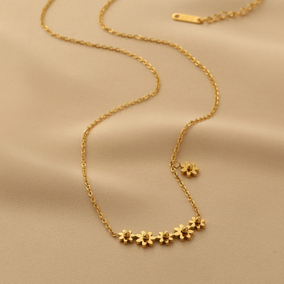 MYKI Flower Necklace For women & girls Gold-plated Plated Stainless Steel Necklace