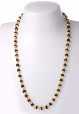 shree vaidik Brown Rudraksha Mala Bead with golden Cap Alloy Necklace 32 Beads Gold-plated Plated Wood Chain