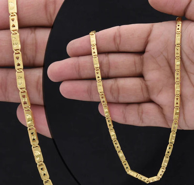 LABHUBAMON 1 gram High Quality Indian Polished “20” Inches Gold Chain for Men and boy Gold-plated Plated Alloy Chain