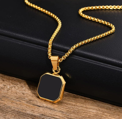 Fab Creations Geometric Pendant with Chain –Octagon Shaped Stylish Necklace for Men Alloy Pendant Set