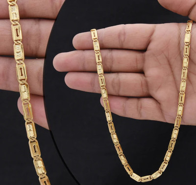 VELABHAMI 1 gram High Quality Indian Polished “20” Inches Gold Chain for Men and boy Gold-plated Plated Alloy Chain