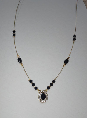 BSI 308_black Crystal, Zircon Gold-plated Plated Metal Necklace