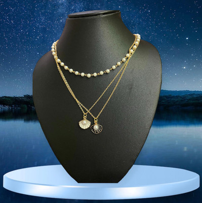 Aviman Creations Gold-plated Pearl Brass Locket Set