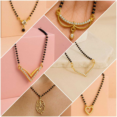 ELCETRATD JEWELLERY Shimmering beautiful multiple 6 pack combo for women and girls Diamond Gold-plated Plated Alloy Necklace