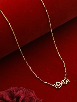 AATMANA Gold-Plated White AD Studded Love Chain Diamond Gold-plated Plated Brass Necklace