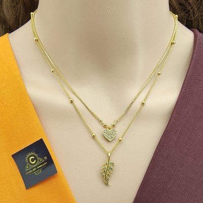 CHARLI ART JEWELLERY Fancy Micro 2 Pices Combo For All Age Girls And Woman. Diamond Gold-plated Plated Alloy Chain