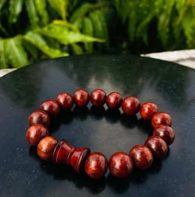 mtr handicraft (LAL CHANDAN) Pue Red Sandalwood hand band mala mala for prayer ,with elastic Wood Necklace