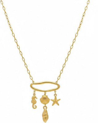 kiyu ziyu Anti Tarnish Gold Plated Seahorse Shell Starfish Ocean Charm Necklace for Women Gold-plated Plated Stainless Steel Necklace