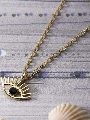 Dressberry Single Layered Black Evil Eye Pendant Necklace Gold-plated Plated Alloy Necklace