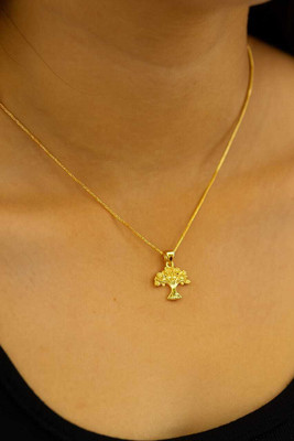 VividHoor Tree Pendant Chain 10 Zircon Gold-plated Plated Stainless Steel Chain