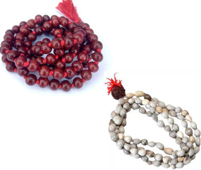 ABHI TRADRES Vaijanti Mala Chain with 108 Red Tulsi Wooden Beads Perfect for Meditation Beads Wood Chain