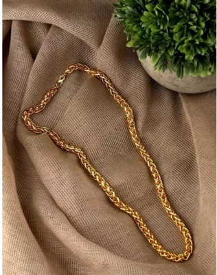 Pitaamaa Designer Havy 1 Gram Chain For Boys (23 INCH)Water & Sweat Proof JGS-126 Gold-plated Plated Brass Chain