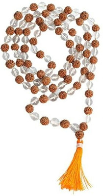 Anandam Rudraksha Sphatik Mala 108+1 Beads for Wearing Wood Necklace