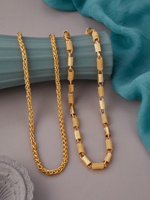 METRONAUT Artificial necklace chain pack of 2 Gold-plated Plated Brass Chain