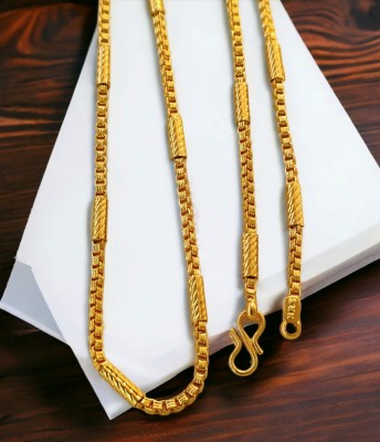 HN JEWELLERY One Gram Gold Plated Imported Round Pipe Designer Chain 24 Inch Long Gold-plated Plated Brass Chain