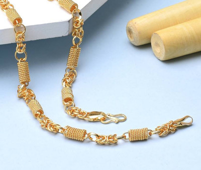 hisa 1 gram High Quality Indian Polished “20” Inches Gold Chain for Men and boy Copper Chain