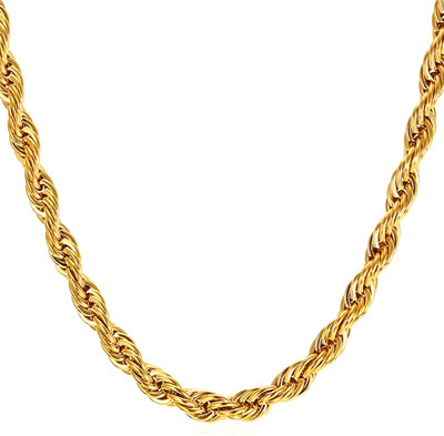 awadh gallery Gold Plated Rope Chain for Men & Women Stylish Daily Wear Jewelry Necklace Crystal Gold-plated Plated Brass Chain