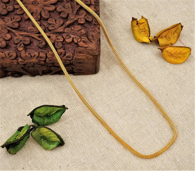 VELABHAMI 1 gram High Quality Indian Polished “20” Inches Gold Chain for Men and boy Gold-plated Plated Alloy Chain