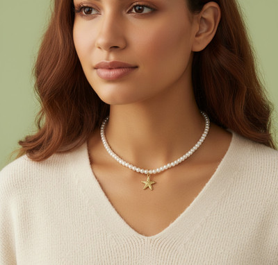 Daizy Maribel Starfish PEARL NecklacE GIRLS Turquoise Alloy Necklace