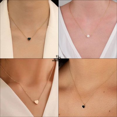 BOGHRA SALES Combo of 4 Pendant Necklace Chain for Women and Girls Pearl, Diamond, Crystal Gold-plated Plated Brass, Alloy Chain
