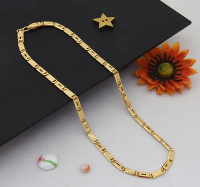 VELABHAMI 1 gram High Quality Indian Polished “20” Inches Gold Chain for Men and boy Gold-plated Plated Alloy Chain