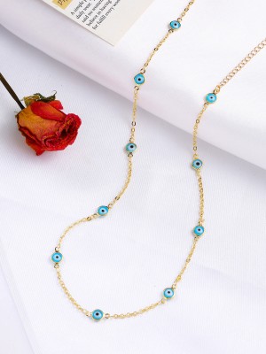 YELLOW CHIMES Necklace For Women Gold Tone Chain Evil Eye Stone Studded Adjustable Necklace Alloy Necklace