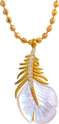 Diving Swan Amaira Feather Shell Necklace - Gold Gold-plated Plated Stainless Steel Chain