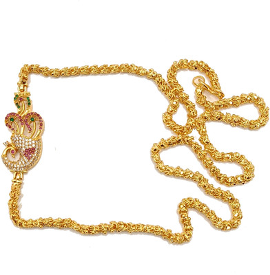 crystal fashion store Amreican Diamond Gold Plated 24 Inch Copper Mugappu Chain For Women and Girls Diamond Gold-plated Plated Copper Chain
