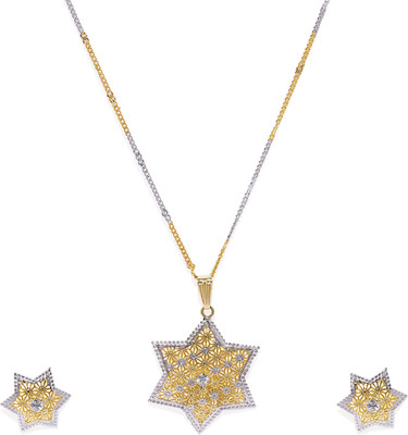 Dressberry Gold & Silver Plated CZ Jewellery with Earrings Gold-plated Plated Brass Chain Set