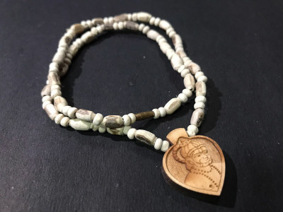 GOKULAM Tulsi Mala With Wooden Hanuman ji locket Wood Chain Set