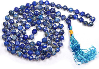 CRYSTU Natural Lapis Lazuli 6 mm 108 Round Beads Jaap Mala Necklace for Unisex Lapis Lazuli Crystal Chain