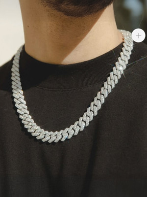 FashionLobby Ices out chain Diamond Silver Plated Stainless Steel Chain