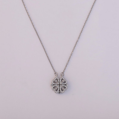 stocksy Dual Bloom Rhodium Necklace For Women and girls Copper Plated Metal Chain