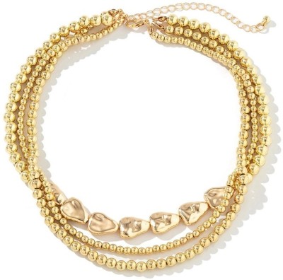 fabula Gold Pearls Multi Layer Fashion Choker for Women & Girls Stylish Latest Beads Gold-plated Plated Alloy Necklace