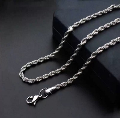 PYR JEWELS Pure Silver-Plated Rope Neck Chain For Men & Women 7MM Sterling Silver Plated Silver Plated Brass Chain