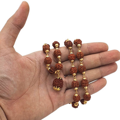 Fine Creation Shiv 5 Mukhi Rudraksha 5 Mukhi Rudraksha Mala, Boy's, Unisex, Unisex Beads Gold-plated Plated Brass, Alloy Chain