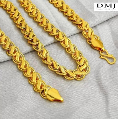 DMJ 21Inch Premium (High Quality) Finely Detailed Handmade Chain in Gold Plating Gold-plated Plated Stainless Steel Chain