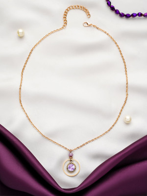 Officially Gorgeous EVERSTYLISH Purple Crystal Pendant Anti-Tarnish Coating Necklace for Women Gold-plated Plated Alloy Necklace