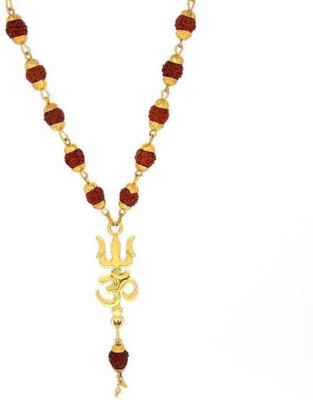 Moksh Spiritual om trishul Mala Pendant With Rudraksha Mala For mens,womens and unisex pack of 1 Beads Gold-plated Plated Alloy Necklace Set