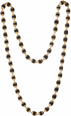 SHRI ASTHA VINAYAK Black Rudraksha Cap Pendant Gold-plated Plated Wood Chain