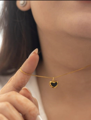 LBTK Anti Tarnish beautiful heart Chain for Women & girls Gold-plated Stainless Steel Pendant Set