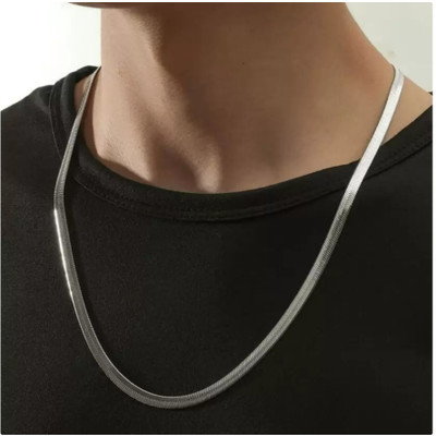 JRISSY Twisted Cuboids Link Chain for Men Silver Plated Metal Chain Sterling Silver Silver Plated Stainless Steel Chain