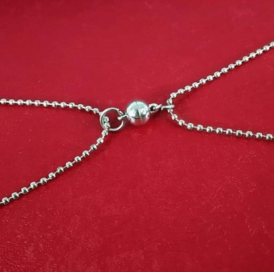 Vembley Charming Magnetic Charm Matching Silver Ball Promise Couple Necklaces Silver Plated Alloy Necklace Set