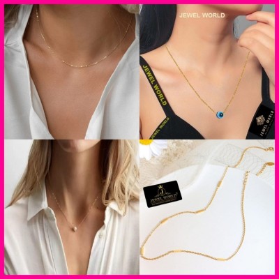 Jewel WORLD Combo Pack of 4 Necklace Pendant Chain for Girls-women Diamond Necklace Set Cubic Zirconia Gold-plated Plated Brass, Alloy Chain