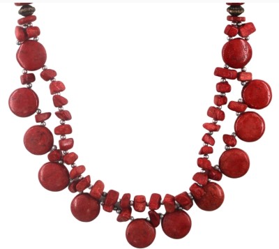 CJ Company Handmade Beautifull 12 Inch Necklace with Red Colour Stones Unique Jewelry Stone Necklace