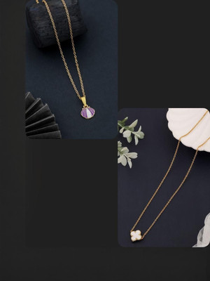 Dressberry SET OF 2 PENDANT CHAIN FOE GIRLS AND WOMEN Gold-plated Plated Brass Necklace Set