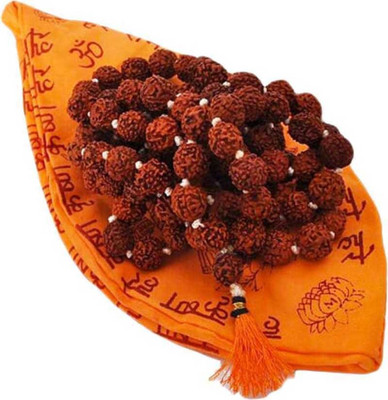 Green Spiritual Rudraksha Mala Nepali 5 Mukhi Rosary Mala 108+1 Beads with Gomukhi Jaap Mala Wood Chain