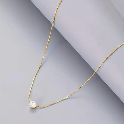 Gleve Winnifred Anti Tarnish Stainless Steel Gold Single Diamond Necklace Crystal Gold-plated Plated Stainless Steel Chain