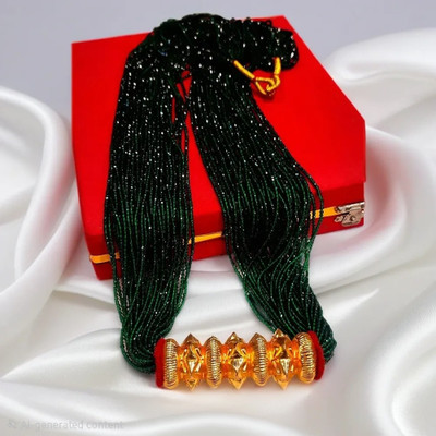 ANAMS Special Edition Nepali Traditional Green Hydro Pote Gold-plated Plated Crystal Necklace